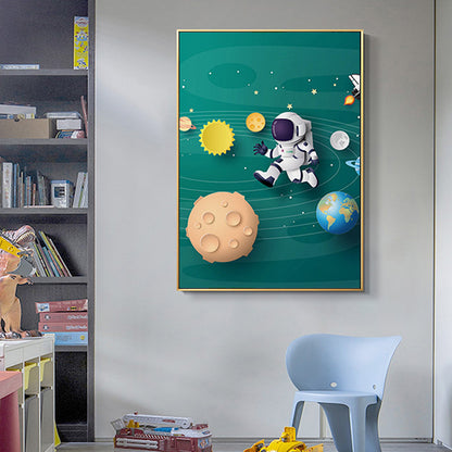 Vivolux | Illustration Malerei Moderne Kunst Planet und Astronaut in Sanften Farben, Mehrere Größen