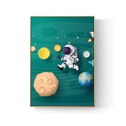 Vivolux | Illustration Malerei Moderne Kunst Planet und Astronaut in Sanften Farben, Mehrere Größen