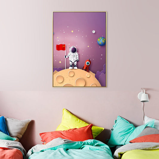 Vivolux | Illustration Malerei Moderne Kunst Planet und Astronaut in Sanften Farben, Mehrere Größen