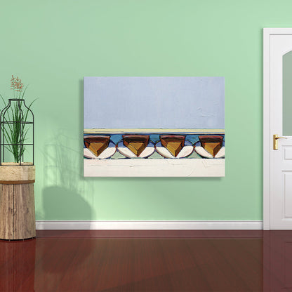 Vivolux | Blaue leckere Kuchen Malerei im traditionellen Stil Texturierte Wandkunst Druck für das Wohnzimmer