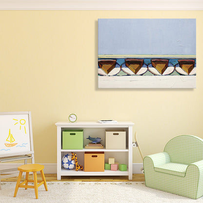 Vivolux | Blaue leckere Kuchen Malerei im traditionellen Stil Texturierte Wandkunst Druck für das Wohnzimmer