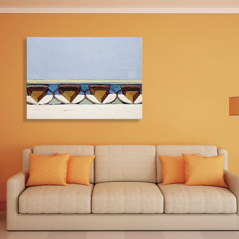 Vivolux | Blaue leckere Kuchen Malerei im traditionellen Stil Texturierte Wandkunst Druck für das Wohnzimmer