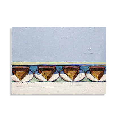 Vivolux | Blaue leckere Kuchen Malerei im traditionellen Stil Texturierte Wandkunst Druck für das Wohnzimmer