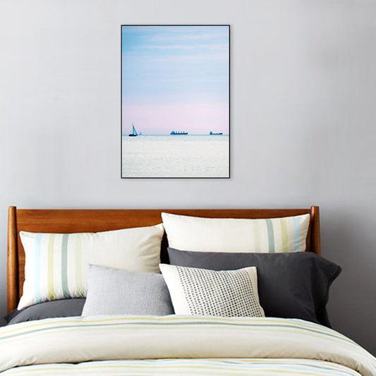 Vivolux | Tropix Leinwand Wandkunst Pink und Blaue Ozeanszenerie mit Sonnenuntergangslicht Wanddekoration