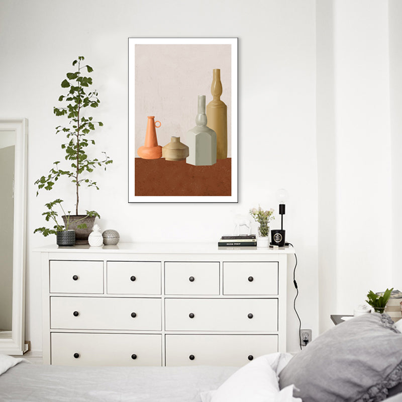 Vivolux | Braune nordische Stil Leinwand Fancy Töpfe Malerei für Esszimmer, mehrere Größenoptionen