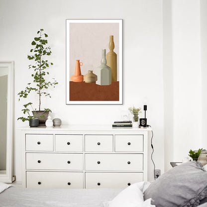 Vivolux | Braune nordische Stil Leinwand Fancy Töpfe Malerei für Esszimmer, mehrere Größenoptionen