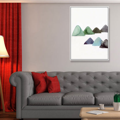 Vivolux | Niedliches Bergzeichnung Wandkunst Asiatischer Texturierter Leinwanddruck in Weiß für das Esszimmer