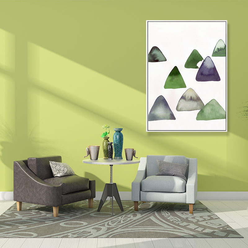 Vivolux | Niedliches Bergzeichnung Wandkunst Asiatischer Texturierter Leinwanddruck in Weiß für das Esszimmer