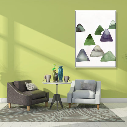 Vivolux | Niedliches Bergzeichnung Wandkunst Asiatischer Texturierter Leinwanddruck in Weiß für das Esszimmer