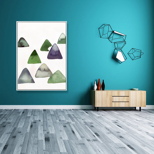 Vivolux | Niedliches Bergzeichnung Wandkunst Asiatischer Texturierter Leinwanddruck in Weiß für das Esszimmer