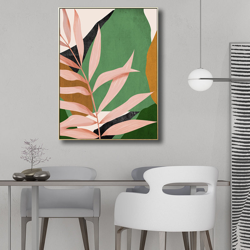 Vivolux | Nordic Botanics Blatt Wandkunst Leinwand Texturiert Grünes Wanddekor für Kinderzimmer