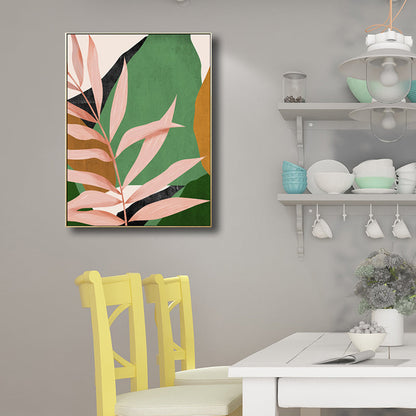 Vivolux | Nordic Botanics Blatt Wandkunst Leinwand Texturiert Grünes Wanddekor für Kinderzimmer