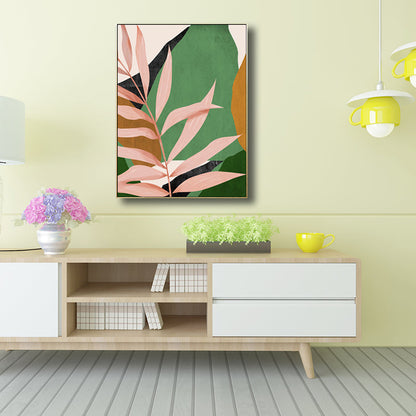 Vivolux | Nordic Botanics Blatt Wandkunst Leinwand Texturiert Grünes Wanddekor für Kinderzimmer