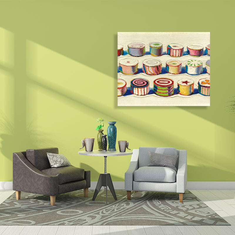 Vivolux | Gelbes traditionelles Canvas Swiss Roll Cake Wandkunst für die Küche, mehrere Größenoptionen