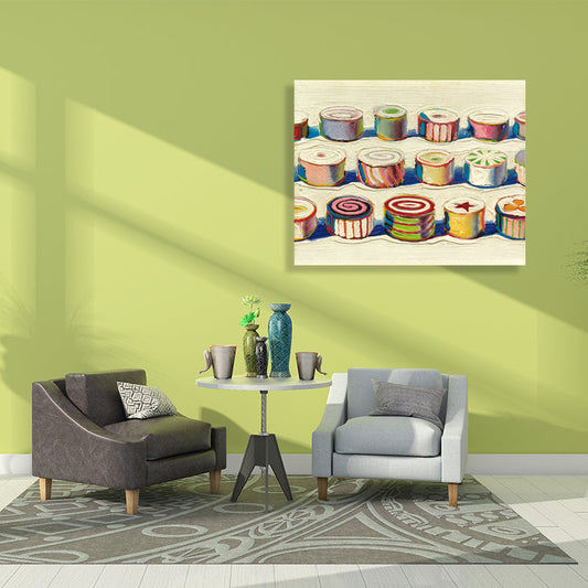 Vivolux | Gelbes traditionelles Canvas Swiss Roll Cake Wandkunst für die Küche, mehrere Größenoptionen