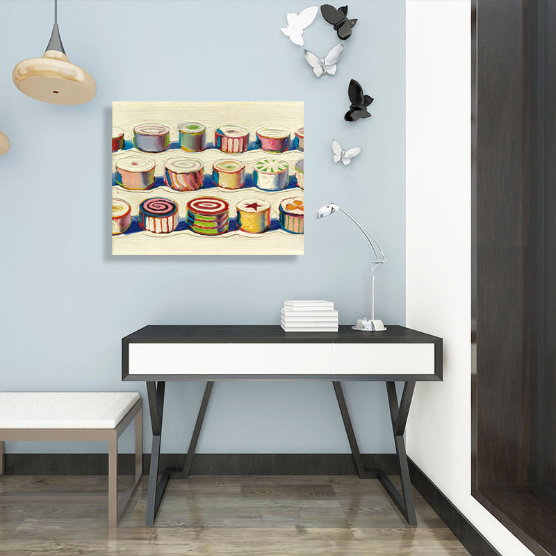 Vivolux | Gelbes traditionelles Canvas Swiss Roll Cake Wandkunst für die Küche, mehrere Größenoptionen