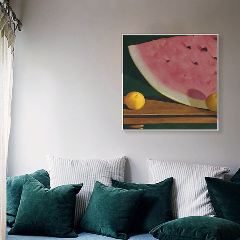 Vivolux | Watermelon and Orange Wall Art Contemporary Layered Canvas Print in Pink for Living Room