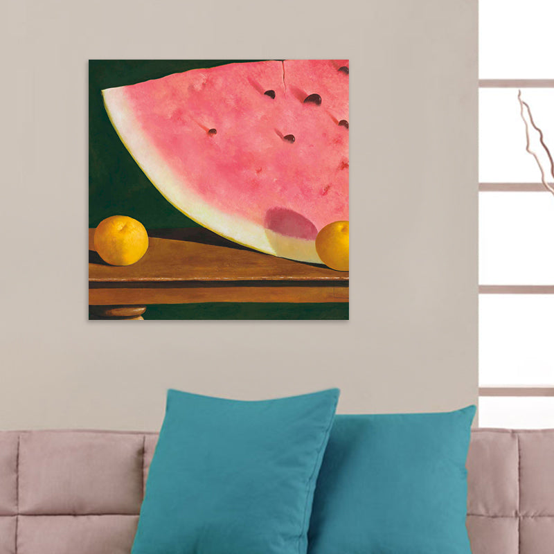 Vivolux | Watermelon and Orange Wall Art Contemporary Layered Canvas Print in Pink for Living Room