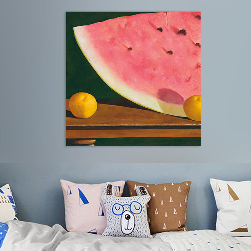 Vivolux | Watermelon and Orange Wall Art Contemporary Layered Canvas Print in Pink for Living Room