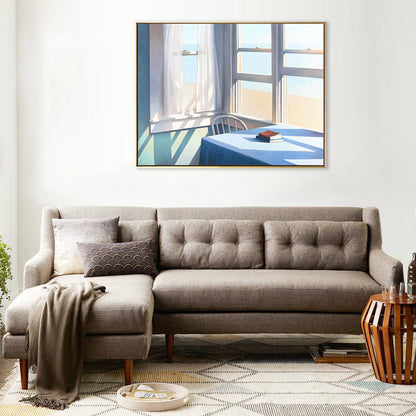 Vivolux | Skandinavische Fenster Wanddekoration Blau Stillleben Leinwanddruck für das Wohnzimmer (Verschiedene Größen)