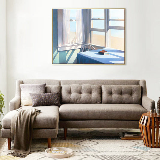 Vivolux | Skandinavische Fenster Wanddekoration Blau Stillleben Leinwanddruck für das Wohnzimmer (Verschiedene Größen)