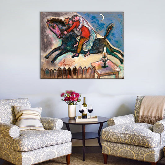 Vivolux | Paar auf Pferd Wandkunst Braun Leinwand Malerei Texturiert für Wohnzimmer, Multiple Größen