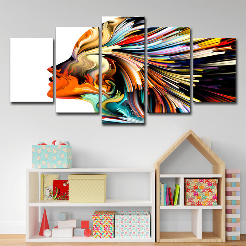 Vivolux | Digitale Druck Frau Wandkunst Gelb-Weiß Modernismus Neuheit Leinwand für Wohnzimmer