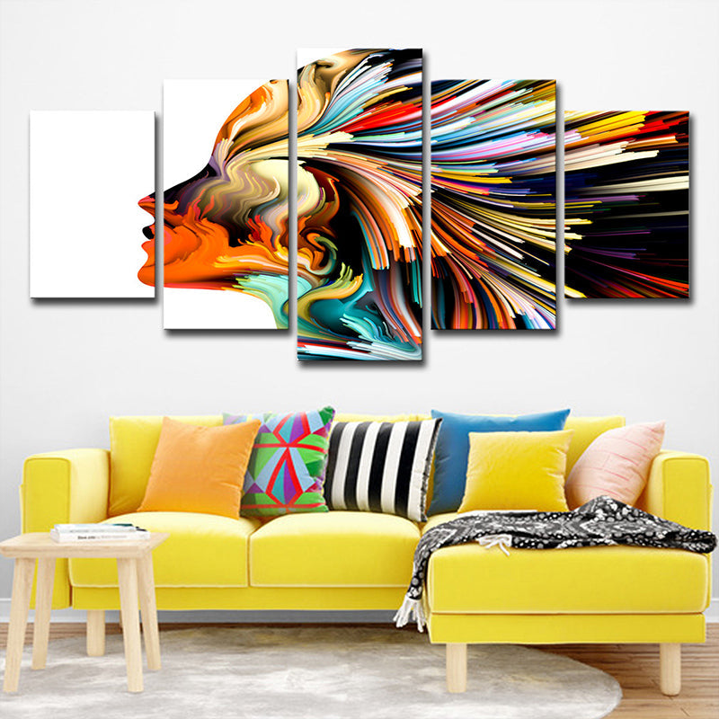 Vivolux | Digitale Druck Frau Wandkunst Gelb-Weiß Modernismus Neuheit Leinwand für Wohnzimmer