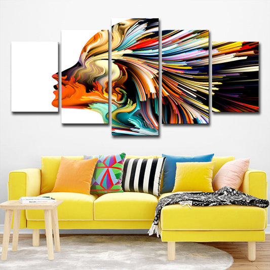 Vivolux | Digitale Druck Frau Wandkunst Gelb-Weiß Modernismus Neuheit Leinwand für Wohnzimmer