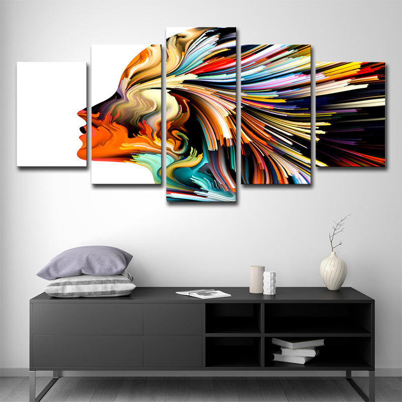 Vivolux | Digitale Druck Frau Wandkunst Gelb-Weiß Modernismus Neuheit Leinwand für Wohnzimmer