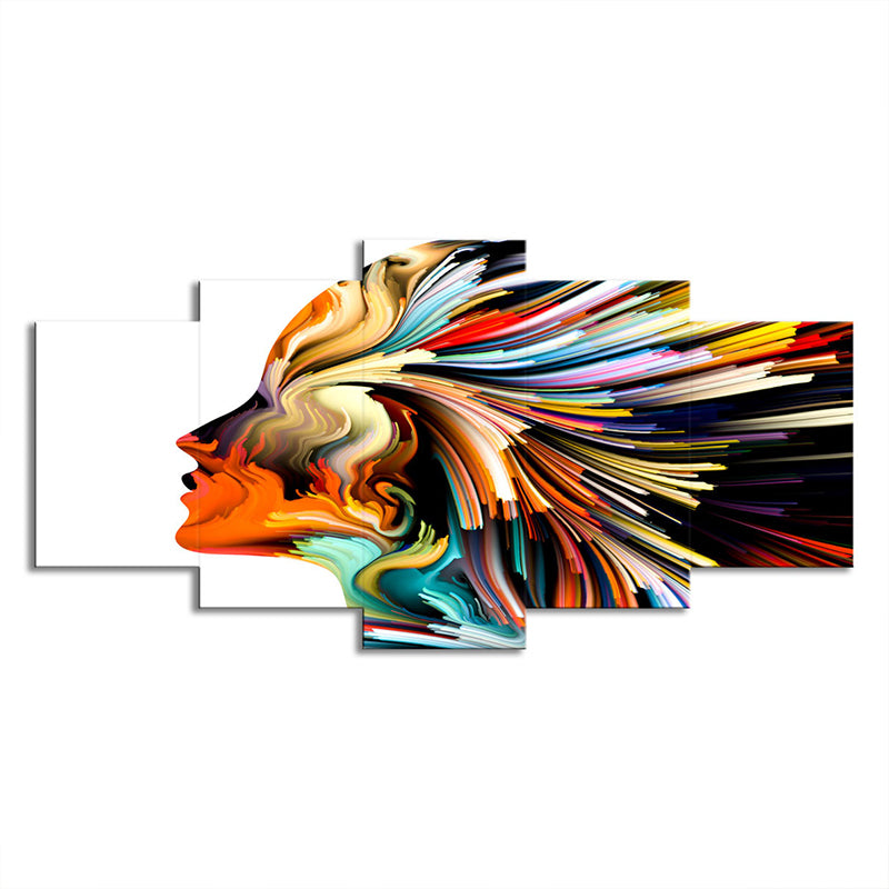 Vivolux | Digitale Druck Frau Wandkunst Gelb-Weiß Modernismus Neuheit Leinwand für Wohnzimmer