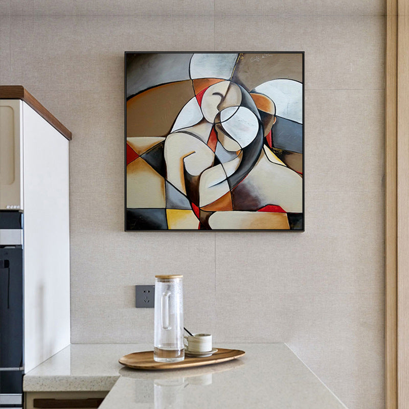 Vivolux | Texturiertes Khaki-Canvas Modern Art Halb-Wach Liebhaber Malerei Wanddekor für Schlafzimmer
