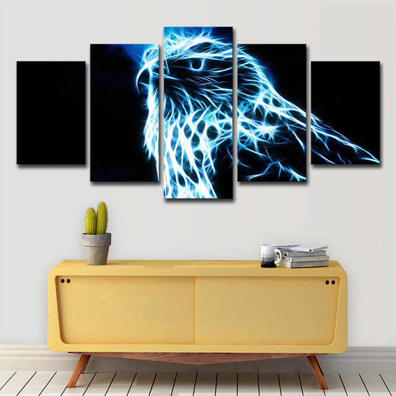 Vivolux | Eagle Canvas Wanddecoratie Woonkamer Dier Wanddecoratie in Blauw op Zwart, Meerdere Stukken