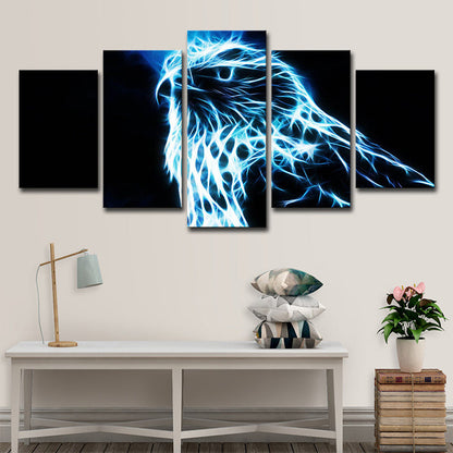 Vivolux | Eagle Canvas Wanddecoratie Woonkamer Dier Wanddecoratie in Blauw op Zwart, Meerdere Stukken