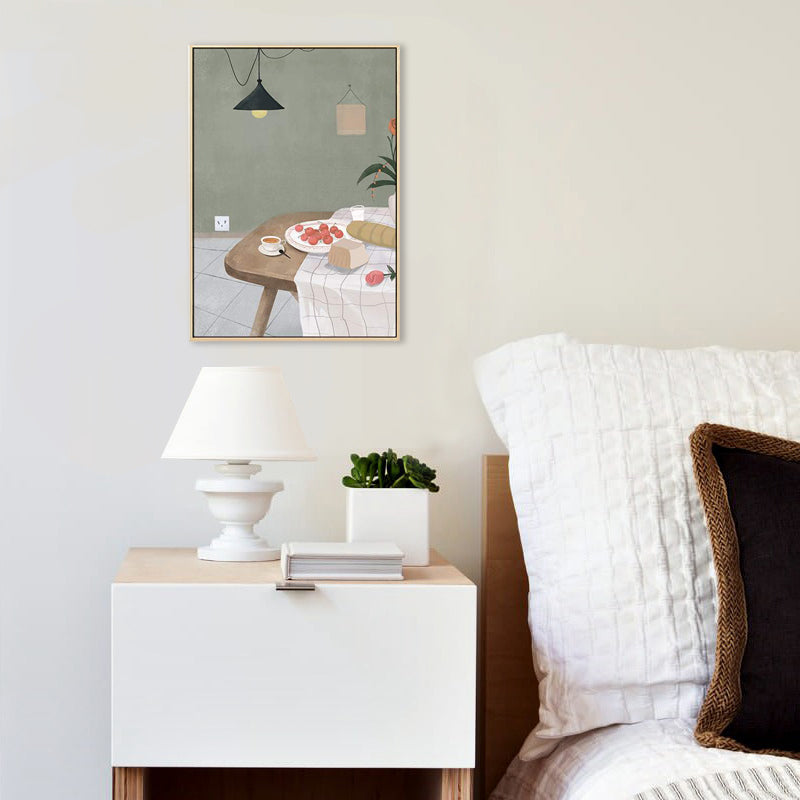 Vivolux | Esstisch und Kirschbaum Leinwand Texturiert Nordischer Stil für Mädchen Schlafzimmer Malerei