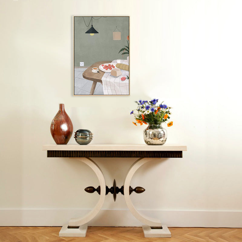 Vivolux | Esstisch und Kirschbaum Leinwand Texturiert Nordischer Stil für Mädchen Schlafzimmer Malerei