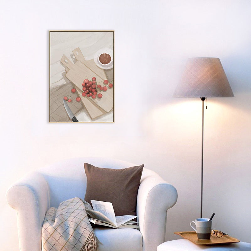 Vivolux | Esstisch und Kirschbaum Leinwand Texturiert Nordischer Stil für Mädchen Schlafzimmer Malerei