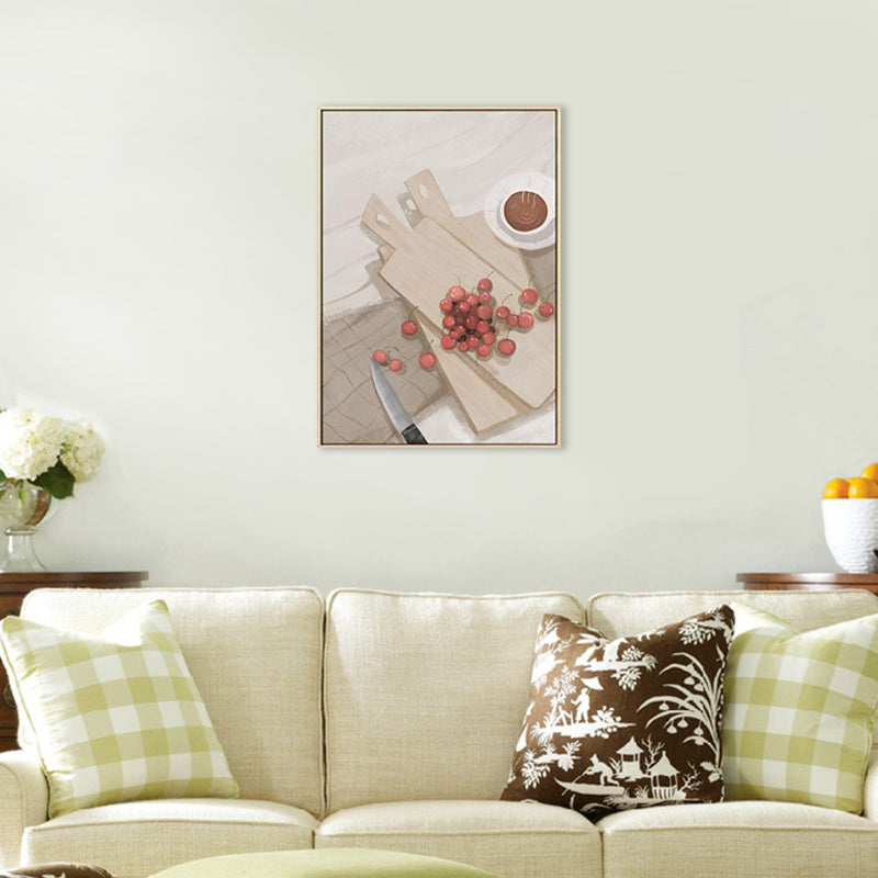 Vivolux | Esstisch und Kirschbaum Leinwand Texturiert Nordischer Stil für Mädchen Schlafzimmer Malerei