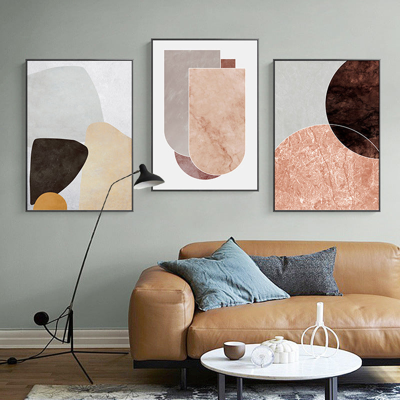 Vivolux | Weiche Farbige Geometrische Kunst Drucke Abstrakt Nordisch Texturiert Leinwand für Wohnzimmer