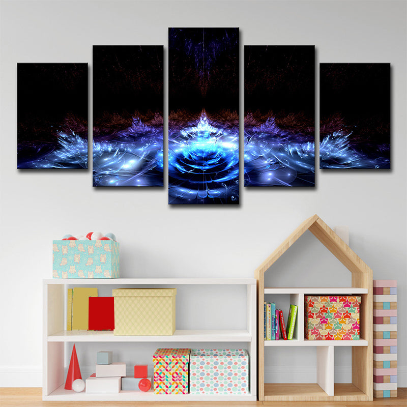 Vivolux | Wasserlilien Leinwand Wandkunst Schwarz und Blau Moderner Stil Wanddekoration für das Wohnzimmer