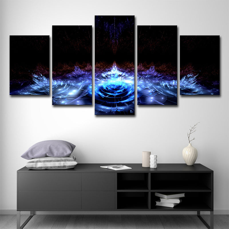 Vivolux | Wasserlilien Leinwand Wandkunst Schwarz und Blau Moderner Stil Wanddekoration für das Wohnzimmer