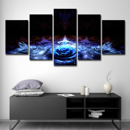 Vivolux | Wasserlilien Leinwand Wandkunst Schwarz und Blau Moderner Stil Wanddekoration für das Wohnzimmer
