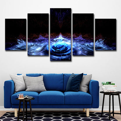 Vivolux | Wasserlilien Leinwand Wandkunst Schwarz und Blau Moderner Stil Wanddekoration für das Wohnzimmer