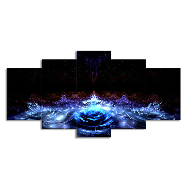 Vivolux | Wasserlilien Leinwand Wandkunst Schwarz und Blau Moderner Stil Wanddekoration für das Wohnzimmer