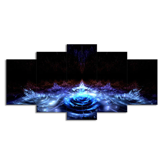 Vivolux | Wasserlilien Leinwand Wandkunst Schwarz und Blau Moderner Stil Wanddekoration für das Wohnzimmer