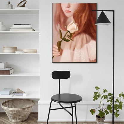 Vivolux | Mädchen mit Rosen Wandkunst Landschaft Leinwanddruck in Braun für das Wohnzimmer, mehrere Größen