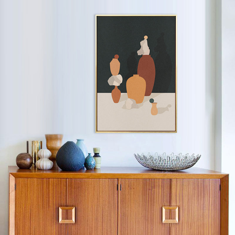 Vivolux | Braune Keramiktöpfe Malerei Texturiert Wandkunst Dekor für das Wohnzimmer, mehrere Größen