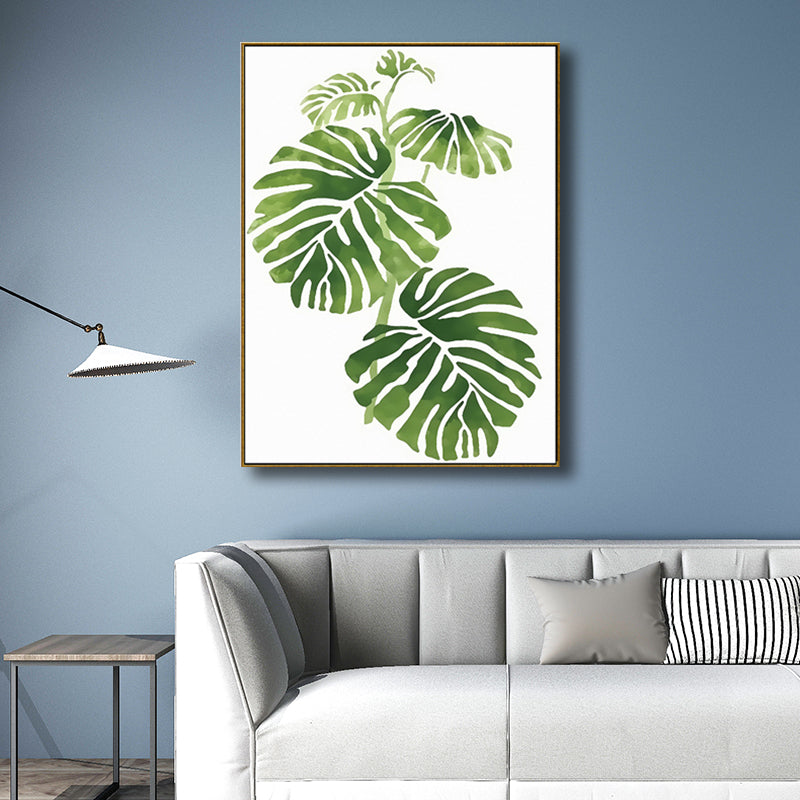 Vivolux | Zeichnung Druck Pflanzenblätter Leinwand Grün Nordic Stil Wandkunst für Esszimmer