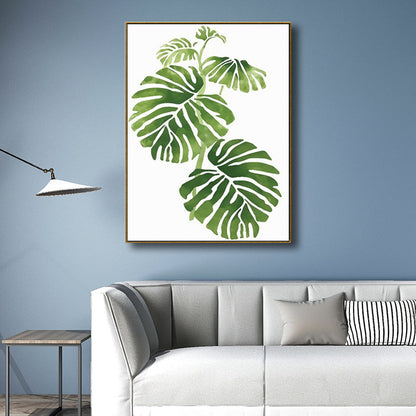 Vivolux | Zeichnung Druck Pflanzenblätter Leinwand Grün Nordic Stil Wandkunst für Esszimmer