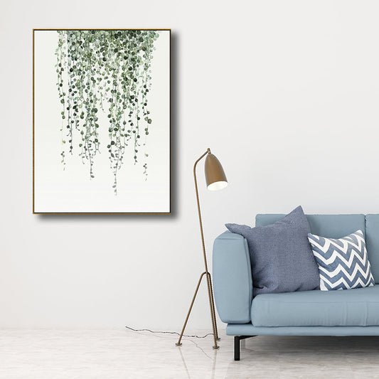 Vivolux | Zeichnung Druck Pflanzenblätter Leinwand Grün Nordic Stil Wandkunst für Esszimmer